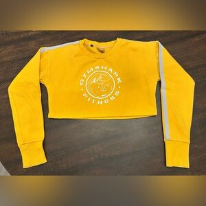 Gymshark Women Yellow Legacy Cropped Pullover Sweater Size S Stretch Gym Yoga